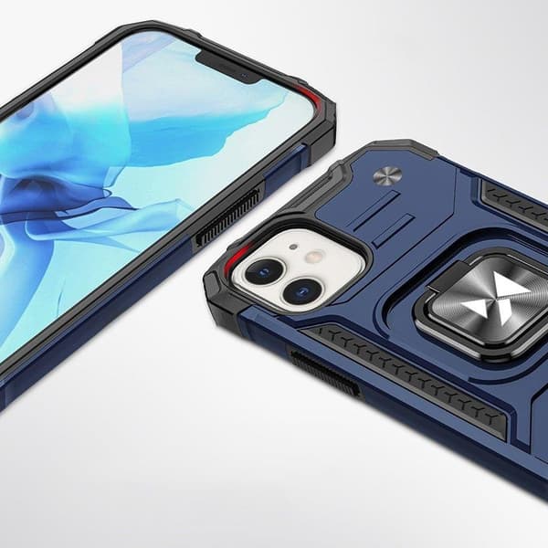 Pansret etui til iPhone 14 Plus, Ring Armor magnetisk holder, blå