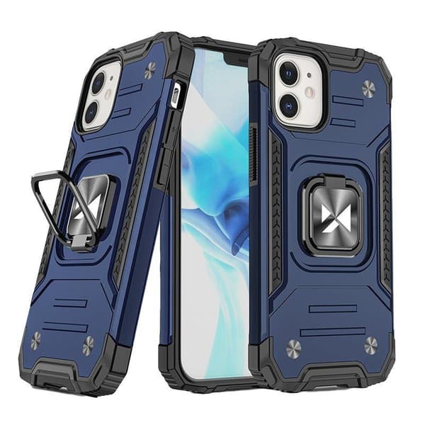 Pansret etui til iPhone 14 Plus, Ring Armor magnetisk holder, blå