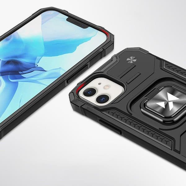 Panssarikotelo iPhone 14:lle, Ring Armor magneettipidike, musta