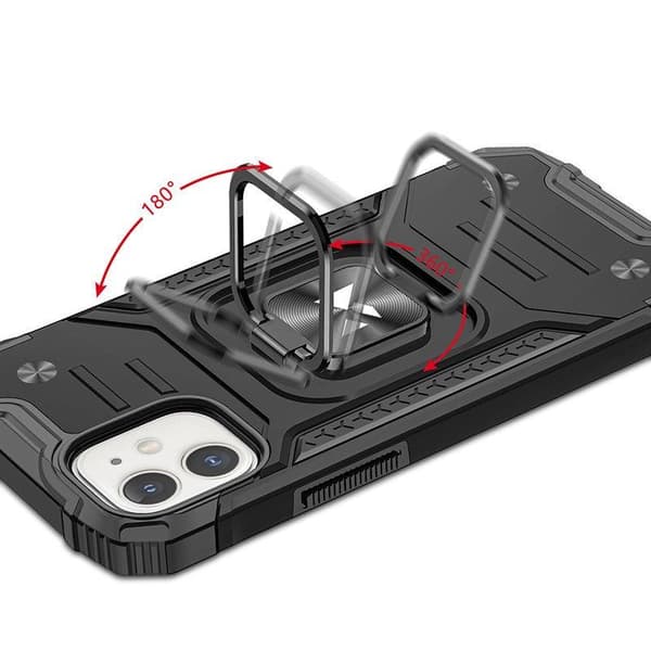 Panssarikotelo iPhone 14:lle, Ring Armor magneettipidike, musta