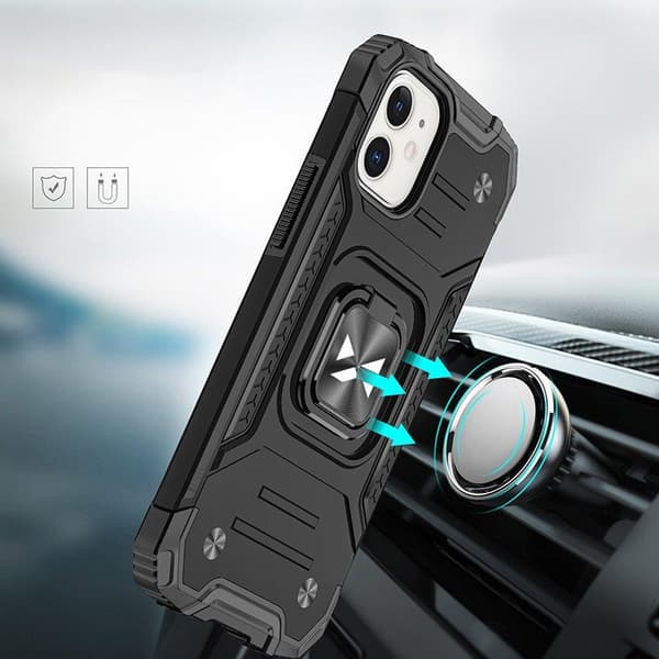 Panssarikotelo iPhone 14:lle, Ring Armor magneettipidike, musta