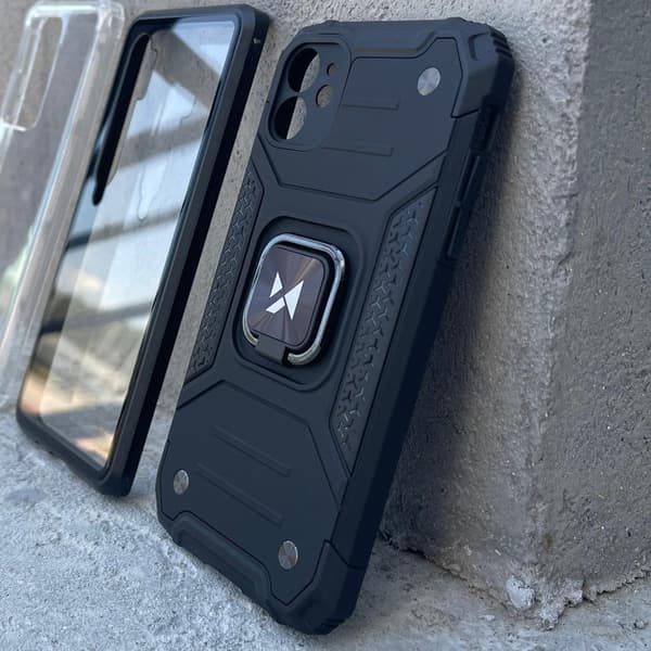 Panssarikotelo iPhone 14:lle, Ring Armor magneettipidike, musta