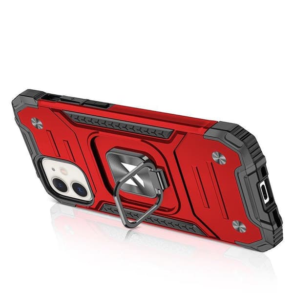 Pansret etui til iPhone 14 Plus, Ring Armor magnetisk holder, rød