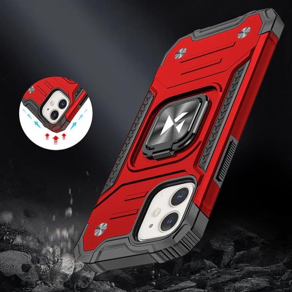 Pansret etui til iPhone 14 Plus, Ring Armor magnetisk holder, rød