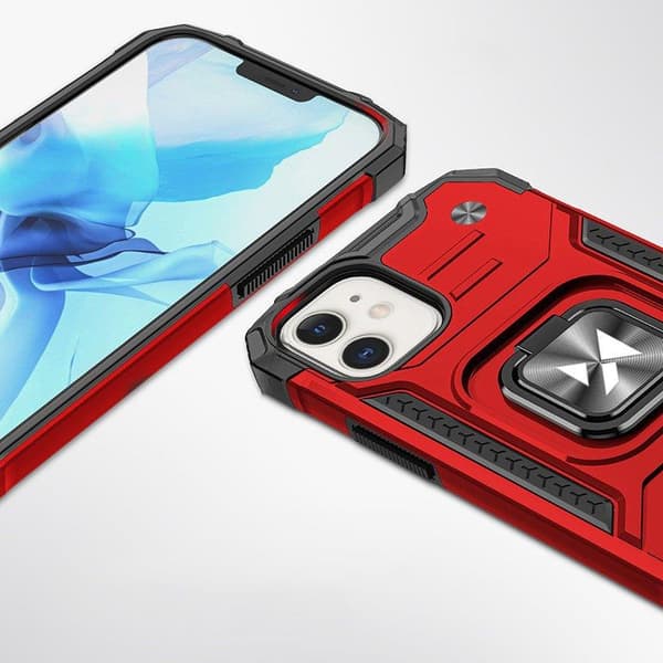 Pansret etui til iPhone 14 Plus, Ring Armor magnetisk holder, rød