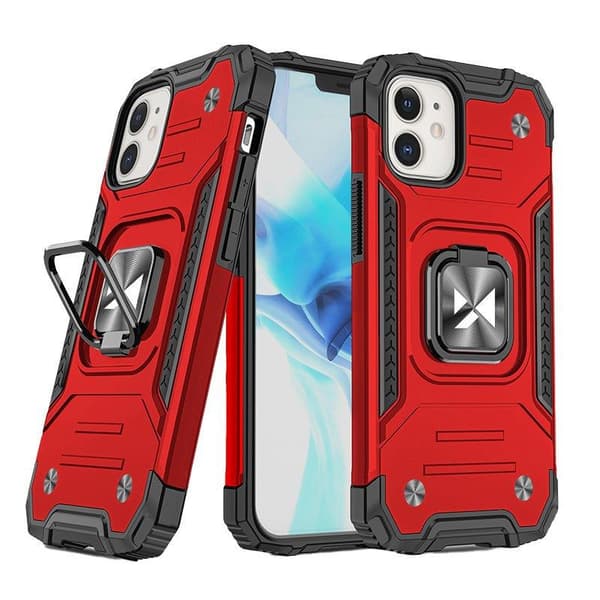 Pansret etui til iPhone 14 Plus, Ring Armor magnetisk holder, rød