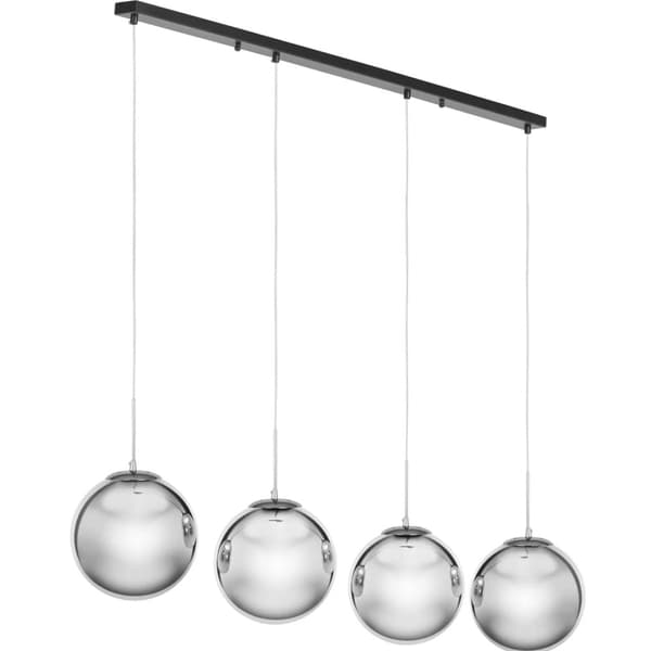 Moderne 4-punkts E27 taklampe - røkt glass