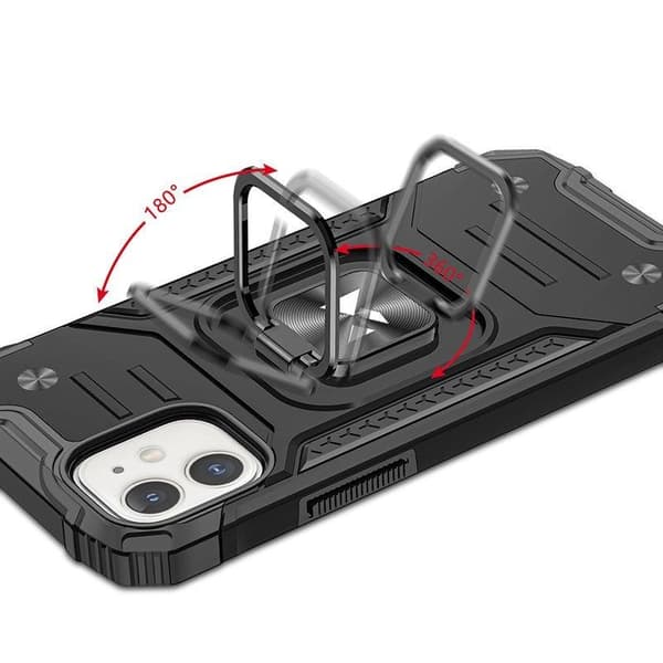 Pansret etui til iPhone 14 Plus, Ring Armor magnetisk holder, sort