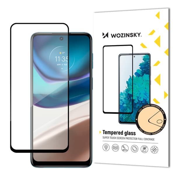 Slitesterk 9H herdet glass for hele skjermen til Motorola Moto G42 med ramme Case Friendly svart