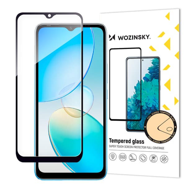 9H hærdet glas til hele skærmen på Infinix Hot 12i med ramme Case Friendly sort