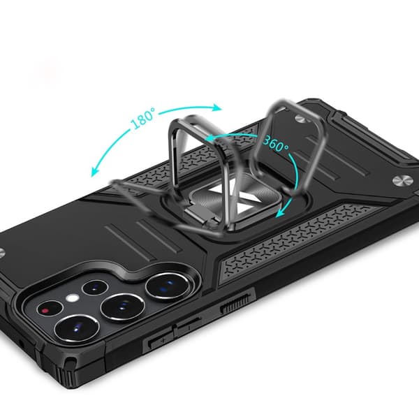 Pansret deksel til Samsung Galaxy S23 Ultra, Ring Armor magnetisk holder, svart