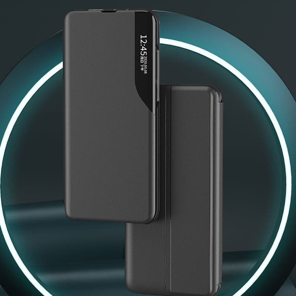 Veskedeksel med klaff og stativ for Xiaomi 13 Lite Eco Leather svart