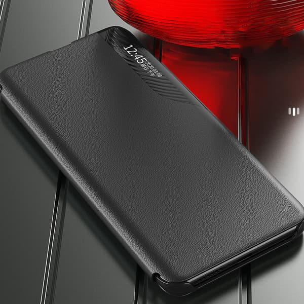 Veskedeksel med klaff og stativ for Xiaomi Redmi 11A / Poco C55 / Redmi 12C Eco Leather svart