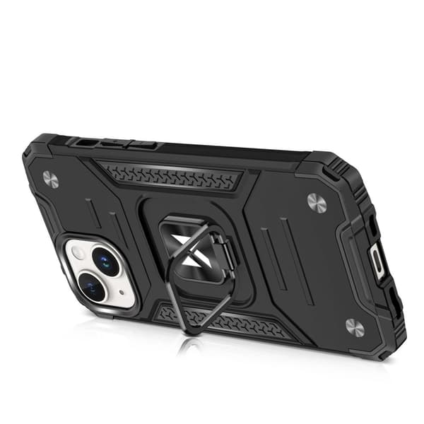 Panssarikotelo, jossa sormipidike iPhone 15 Ring Armor ruusukultaiselle
