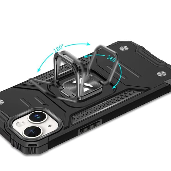 Panssarikotelo, jossa sormipidike iPhone 15 Ring Armor ruusukultaiselle
