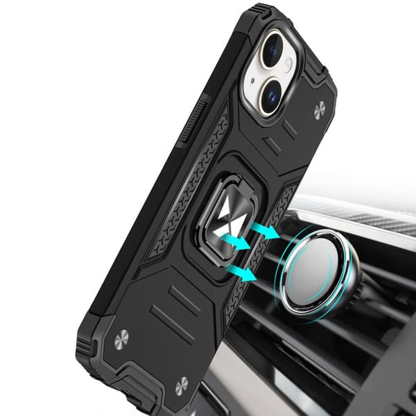Panssarikotelo, jossa sormipidike iPhone 15 Ring Armor ruusukultaiselle