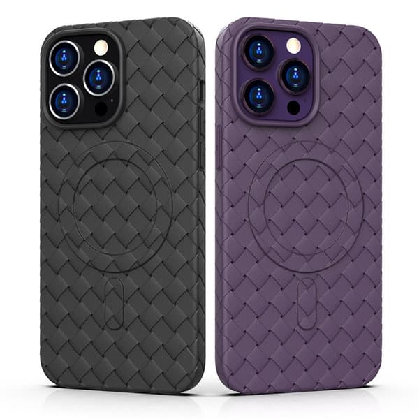 Punottu kotelo iPhone 15:lle MagSafe Woven Case -kuorella, musta