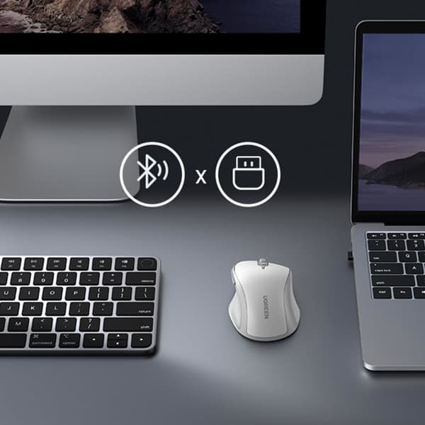 Ergonomisk trådlös datormus MU101 Bluetooth 2,4 GHz vit