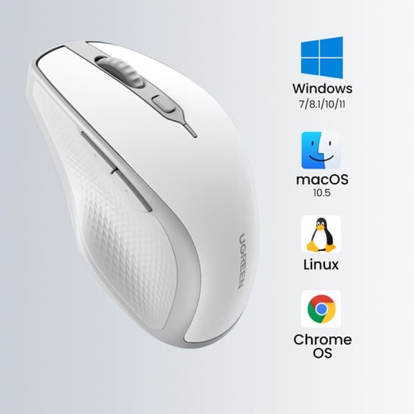 Ergonomisk trådlös datormus MU101 Bluetooth 2,4 GHz vit