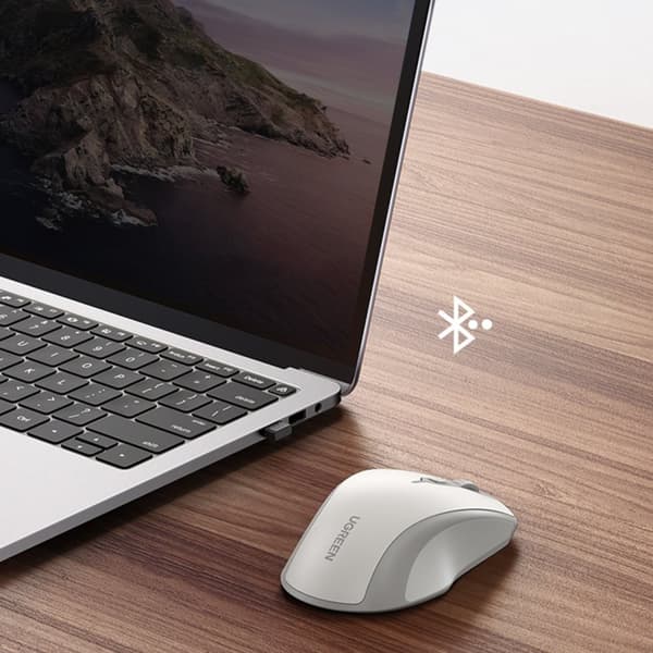 Ergonomisk trådlös datormus MU101 Bluetooth 2,4 GHz vit