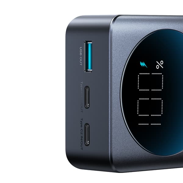 Digital powerbank 30000mAH 65W 3A USB USB-C sort