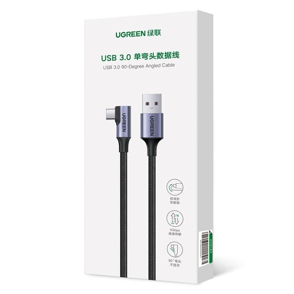 Kulma USB - USB-C-kaapeli 5Gb/s 3A 1m musta