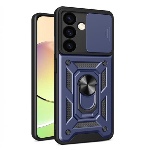 Etui med kameracover til Samsung Galaxy S24 Hybrid Armor Camshield blå