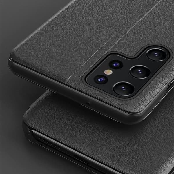 Veskedeksel til Samsung S24 Ultra med klaff og stativ Eco Leather View Case svart