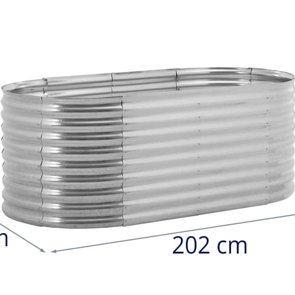 Havebed urtepotte til grøntsager og planter, ovalt STÅL 202 x 78 x 100 cm