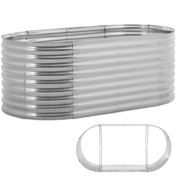 Havebed urtepotte til grøntsager og planter, ovalt STÅL 202 x 78 x 100 cm