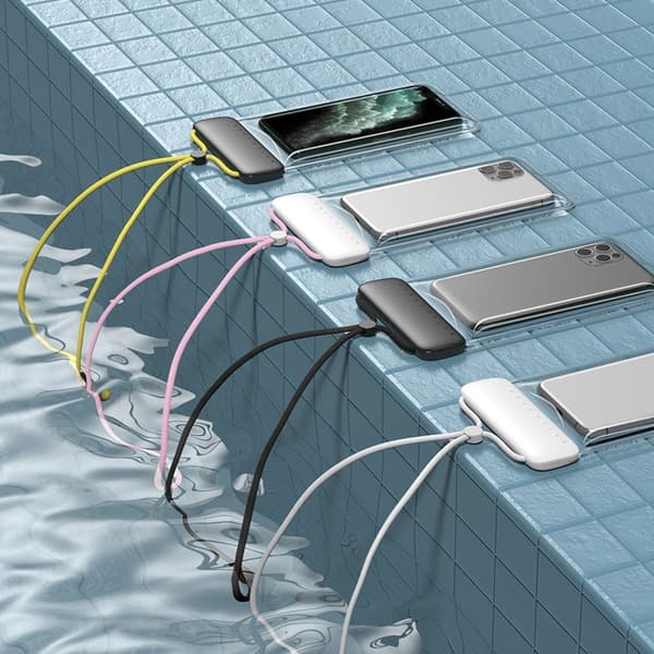 Vanntett telefondeksel på opptil 7,2'' for svømmebasseng, strand, svart