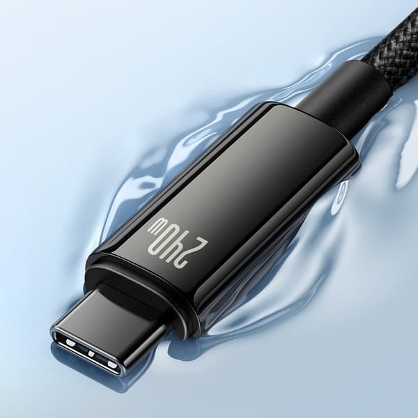 Flettet USB-C-kabel 480Mb/s 240W Tungsten Gold 3m svart