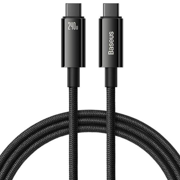 Flettet USB-C-kabel 480Mb/s 240W Tungsten Gold 3m svart