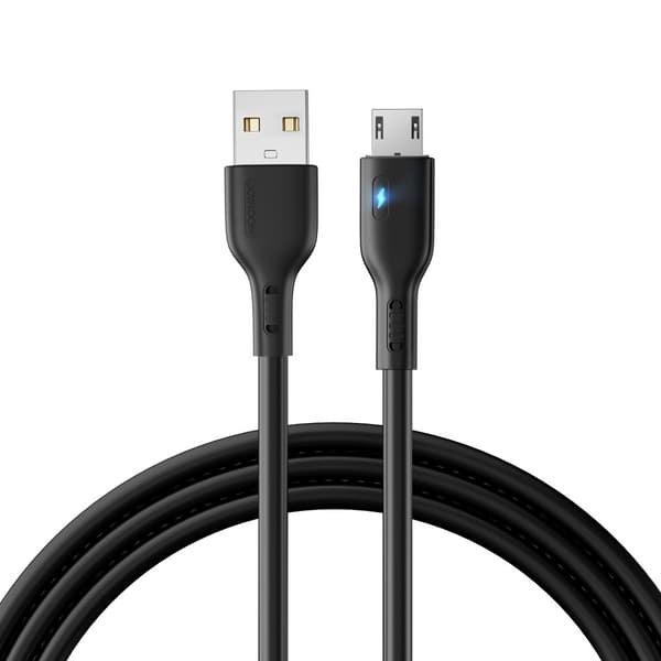 USB-kabel - microUSB 2.4A med LED-diod 2m svart