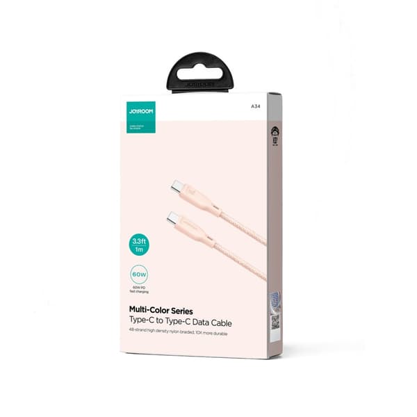 USB-C-kabel 60W rask overføring Multi-Color Series 1m rosa