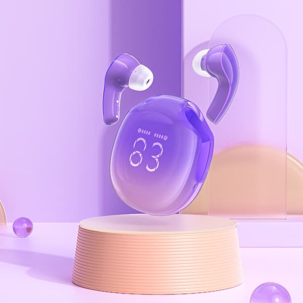 T9 Bluetooth 5.3 in-ear USB-C trådløse hovedtelefoner, lilla