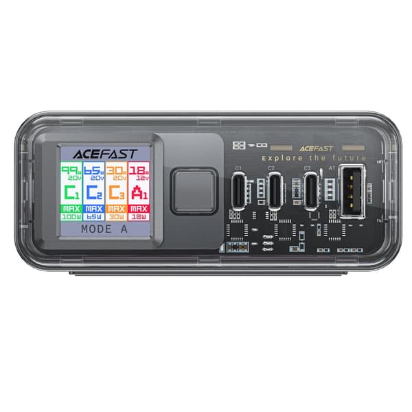 PD 218W GaN laturin voimalaitos 4 portilla 3x USB-C + USB-A harmaa
