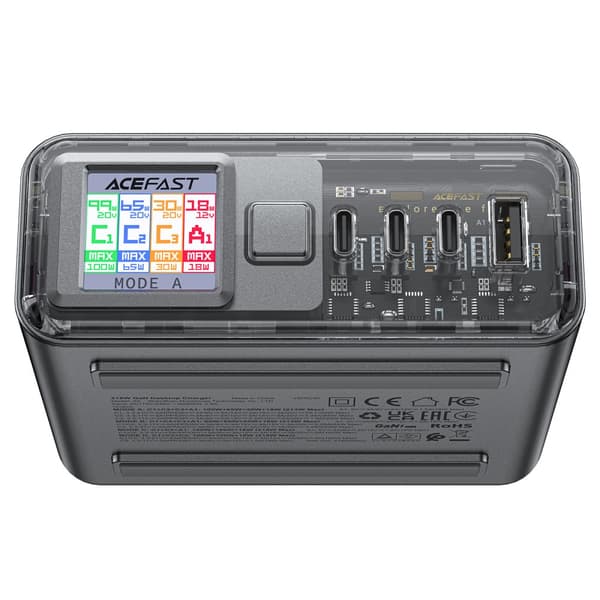 PD 218W GaN laturin voimalaitos 4 portilla 3x USB-C + USB-A harmaa