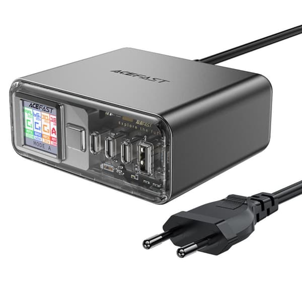 PD 218W GaN laturin voimalaitos 4 portilla 3x USB-C + USB-A harmaa