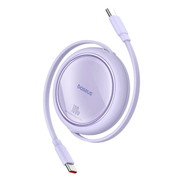 Kabel tilbagetrækkeligt udtrækkeligt kabel USB-C 100W Free2Draw Mini 1m lilla