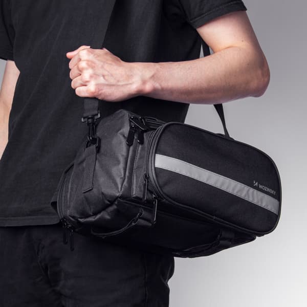 Sykkelbag med lommer og skulderreim 27L sort