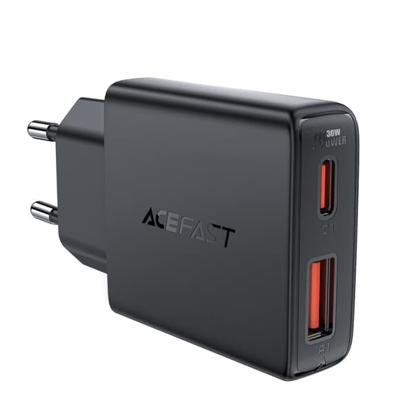 Pieni litteä GaN PD 30W USB-A USB-C laturi, musta