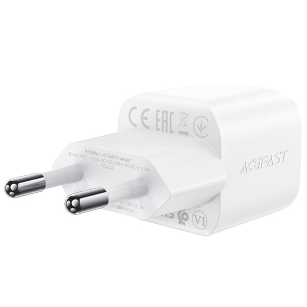 Mini PD 30W GaN lader + USB-C kabel, hvit