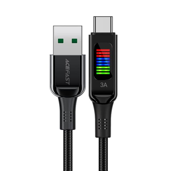 USB-A - USB-C kabel 60W med skjerm 1,2m svart