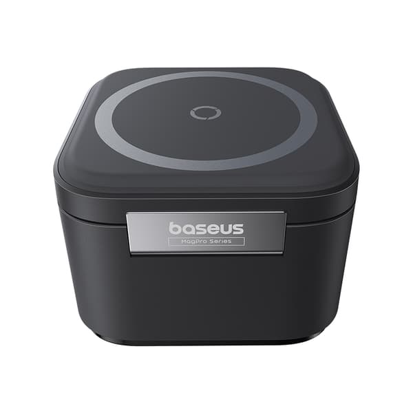 2i1 20W MagSafe Qi trådlös laddare med indragbar USB-C-kabel, svart