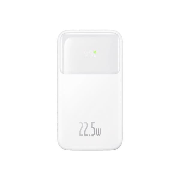 Powerbank med skjerm 10000mAh 22,5W Comet Series + USB-A - USB-C-kabel 0,3m hvit