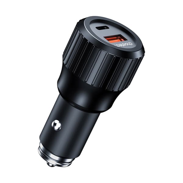 USB-C USB-A PD 63W biloplader, sort