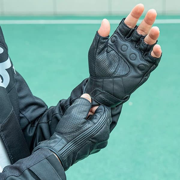 Fingerløse motorsykkelhansker med knokebeskyttelse, størrelse XXL, sort