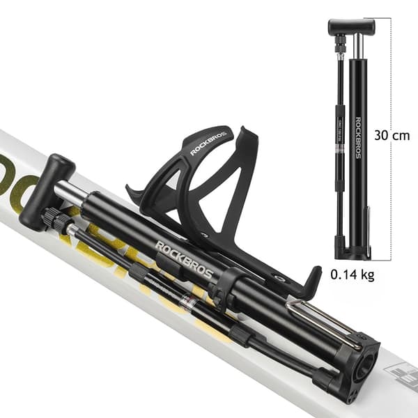 8 bar sykkel og kulepumpe med rammeholder - svart