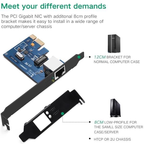 PCI-E Gigabit 10/100/1000Mbps netværkskort - sort